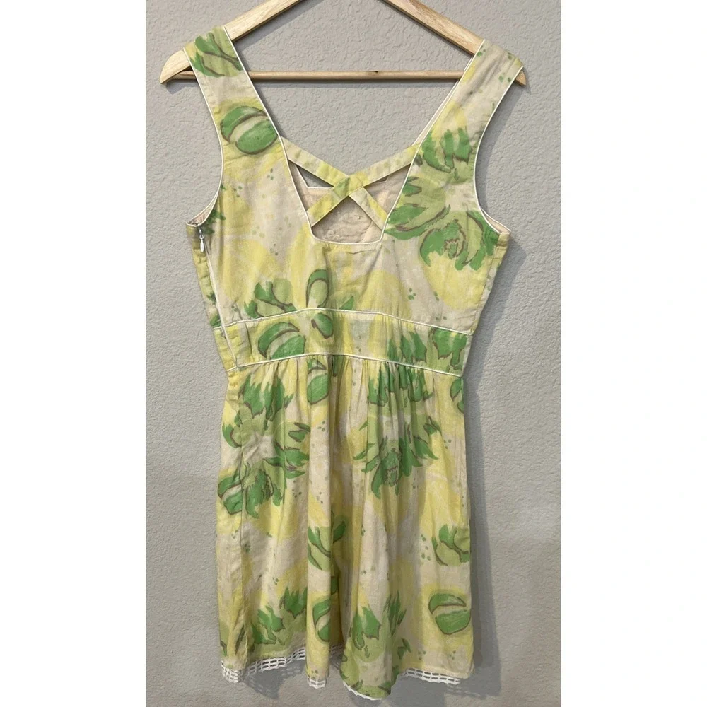 Free People YELLOW/GREEN Floral Sundress Summer Dress SIZE 6